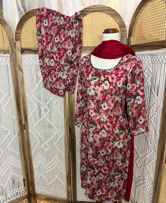Pure Tabby Silk Printed Suit