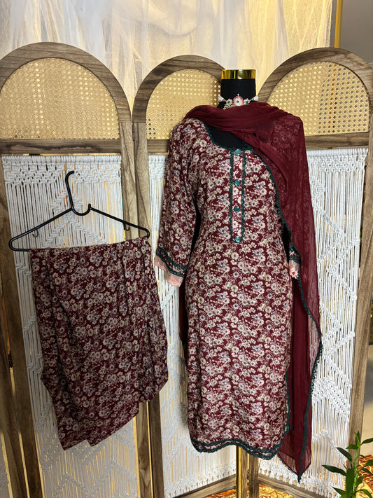 Pure Tabby Silk Salwar Suit with Georgette Dupatta