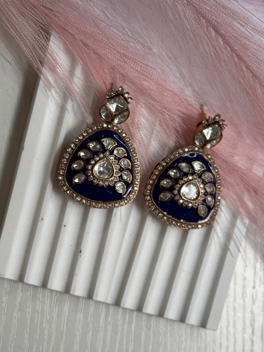 FMC1215 - Meenakari Mossanite Kundan Earrings