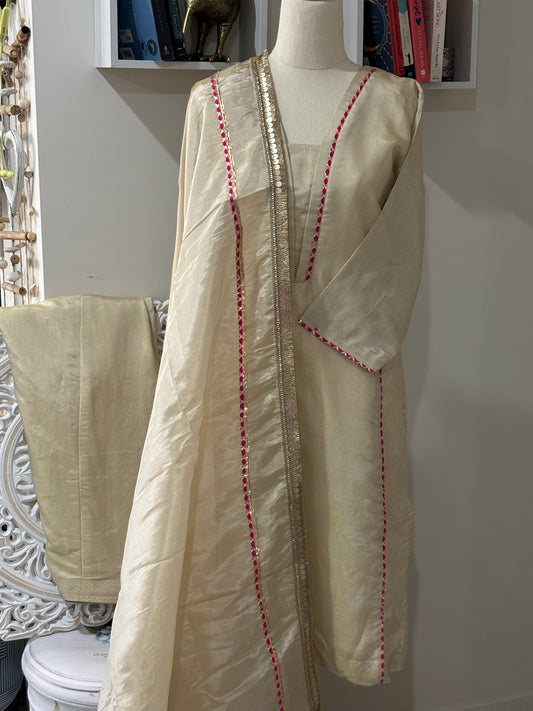 Shimmer Silk Golden Suit Salwar