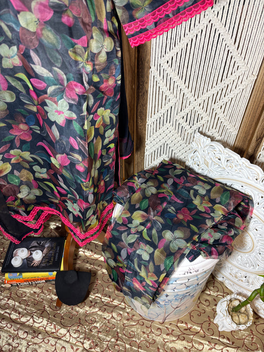 Classic Organza Blue Salwar Suit with Dupatta