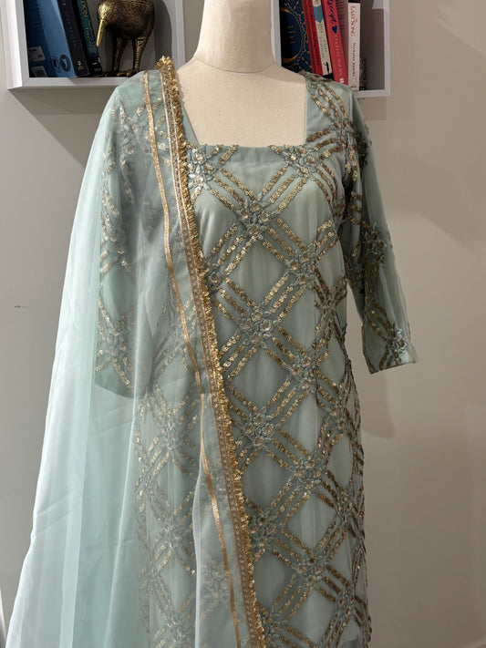 Sequenced Suit (Ice Blue) with Plazo