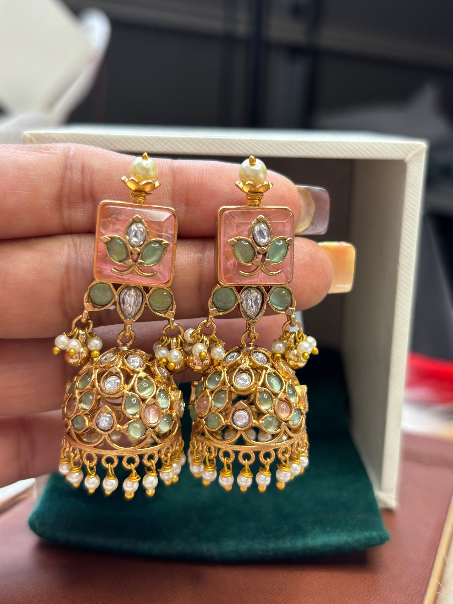 FMC1651 - Bikaneri Pachi Jhumki Earrings