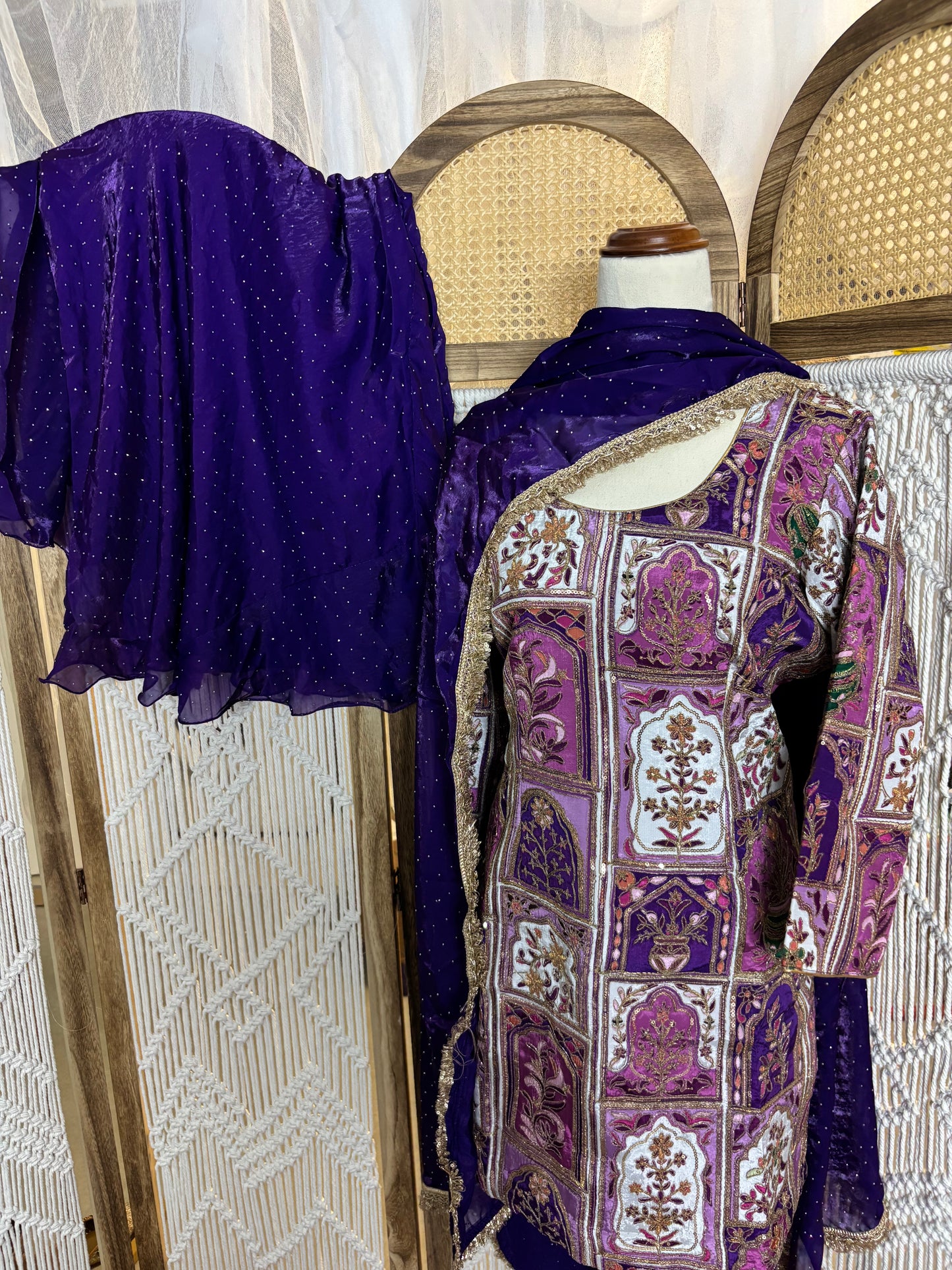 Party Wear Umbrella Plazo Suit