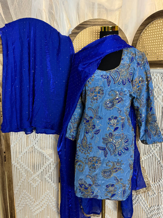 Party Wear Umbrella Plazo Suit