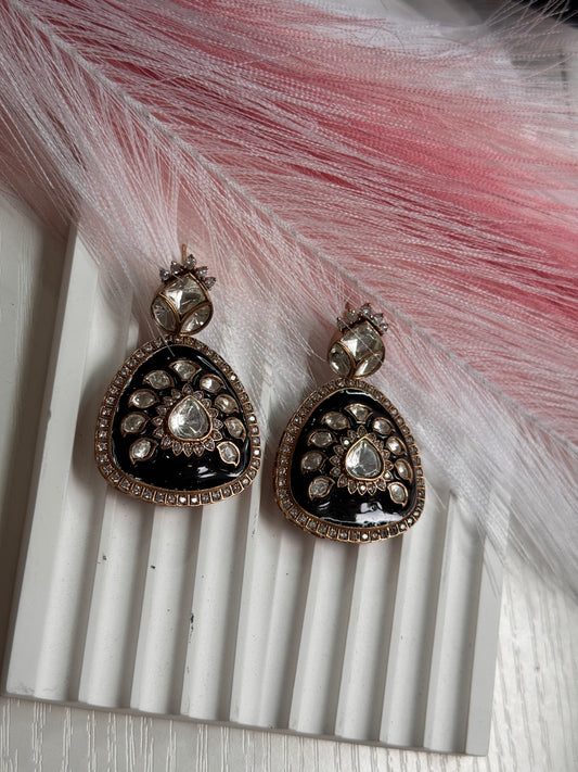 FMC1215 - Meenakari Mossanite Kundan Earrings