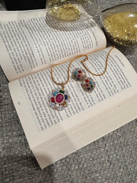 FMC649 - Navratan Pendant Set