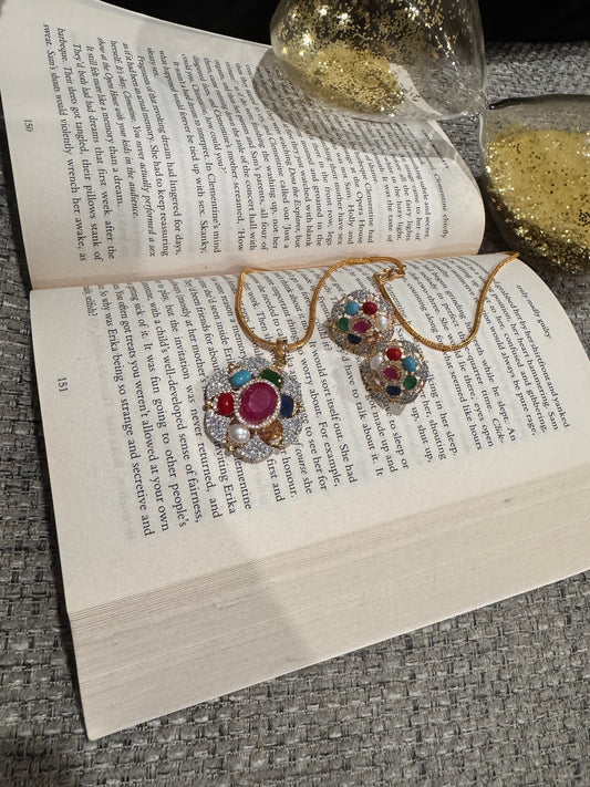 FMC649 - Navratan Pendant Set