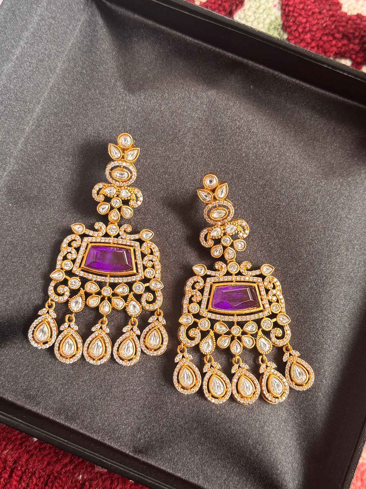 FMC1191 - Mossanite Kundan Earrings