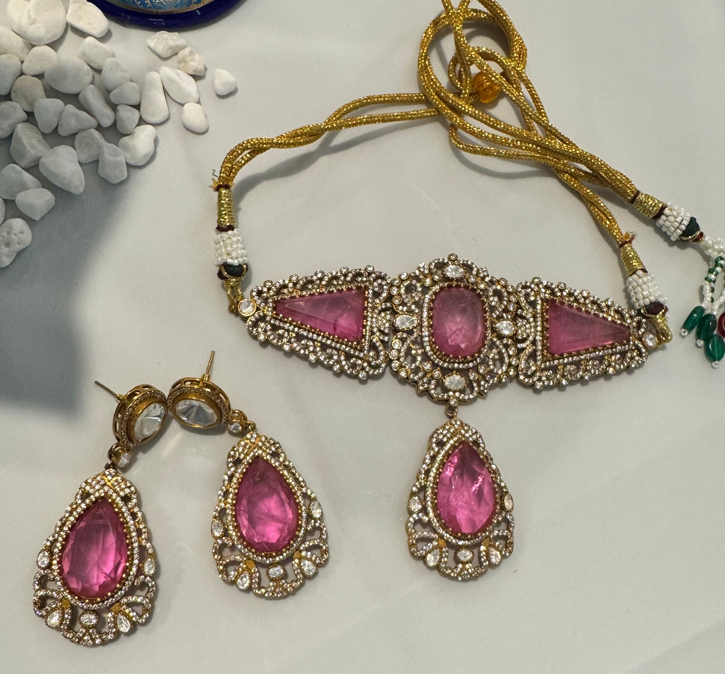 FMC3125 - mossanite kundan necklace