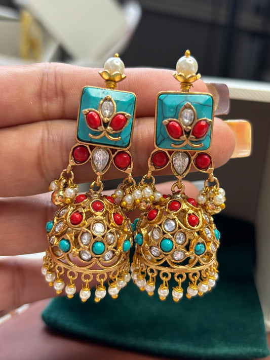 FMC1651 - Bikaneri Pachi Jhumki Earrings