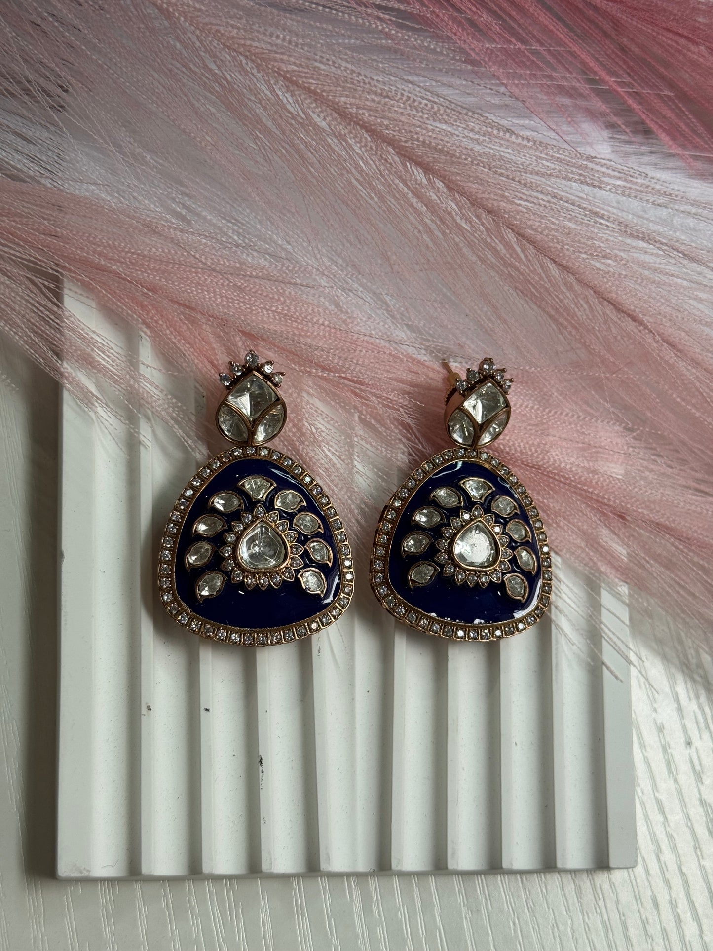 FMC1215 - Meenakari Mossanite Kundan Earrings