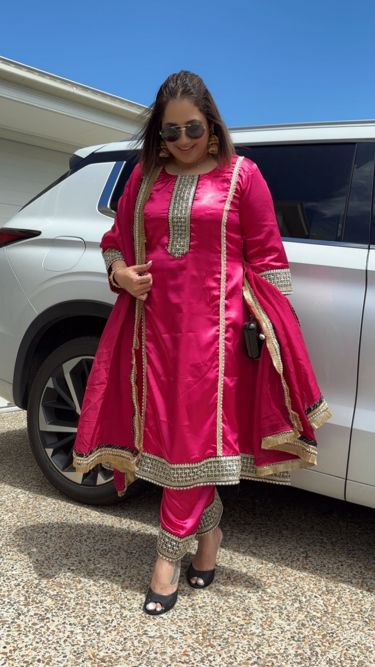 Satin Silk Celebrity Inspired Frock Suit