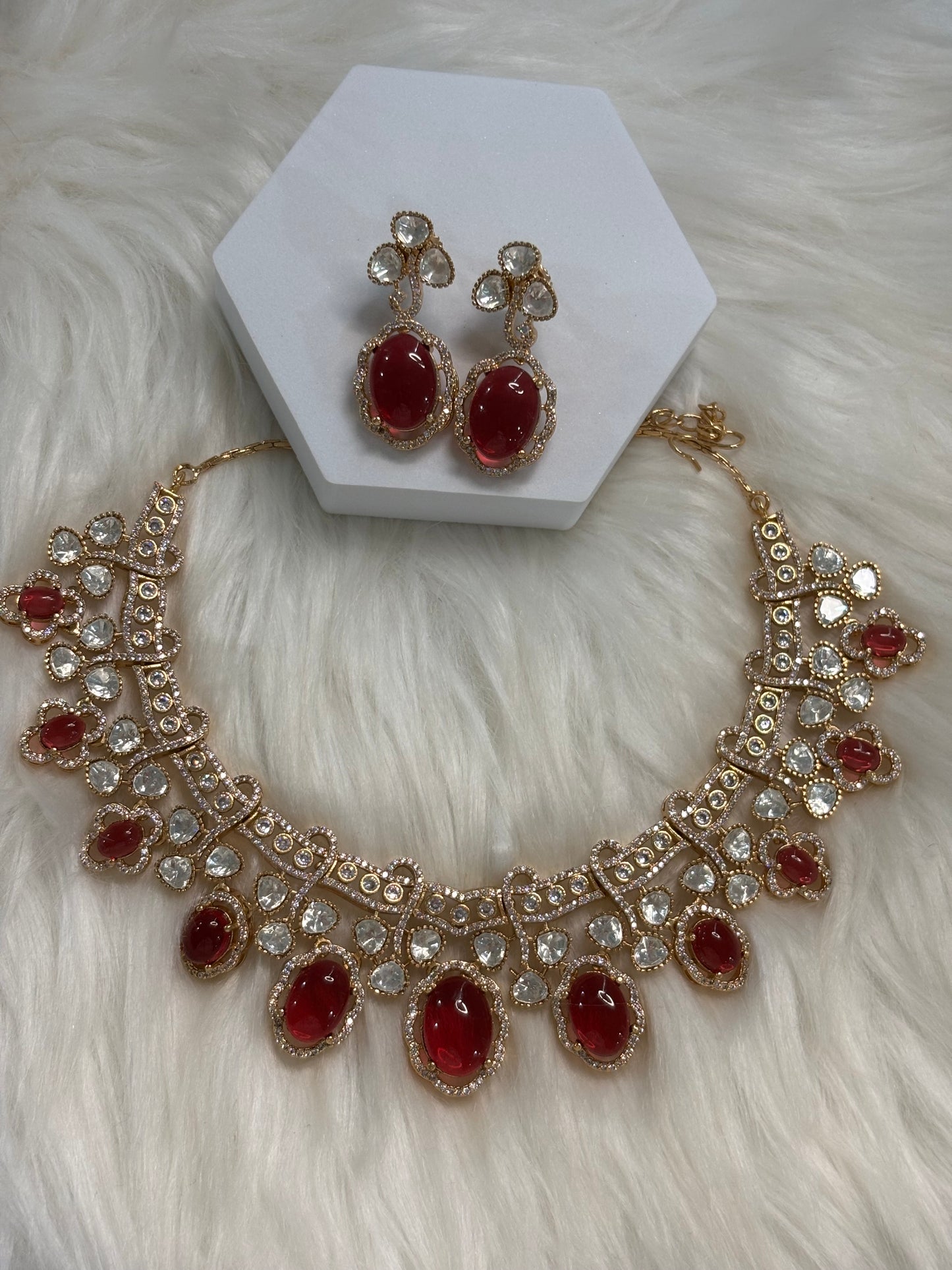FMC3315 - Mosaanite Kundan Necklace Set