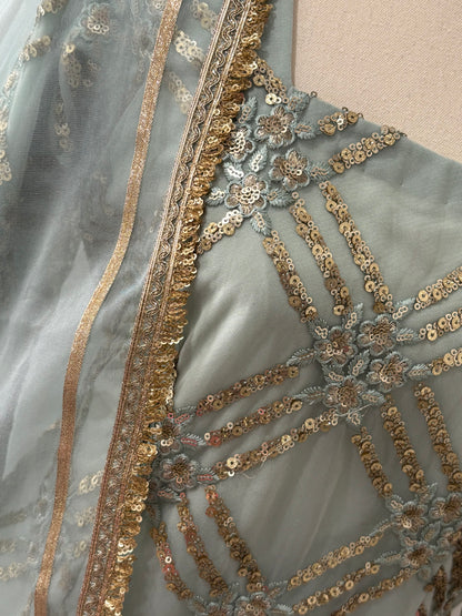 Sequenced Suit (Ice Blue) with Plazo