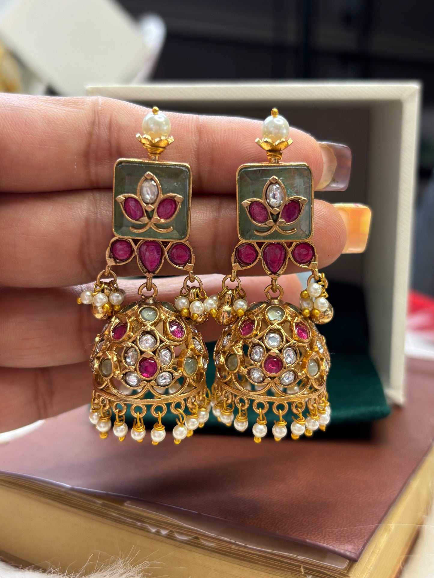 FMC1651 - Bikaneri Pachi Jhumki Earrings