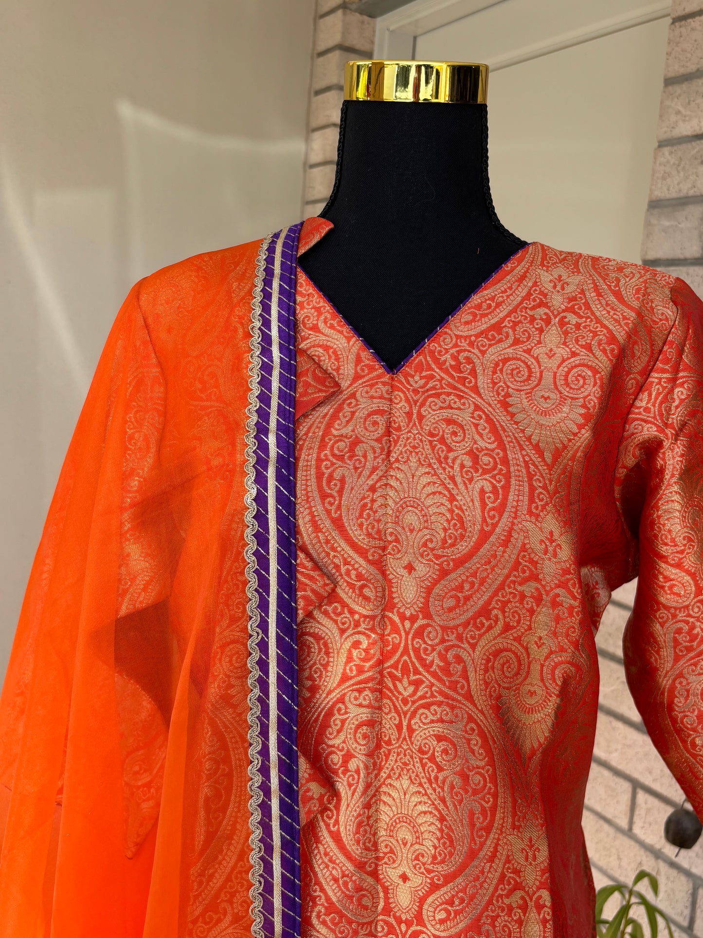 Kheen Khaab (Banarasi) Suit In Orange
