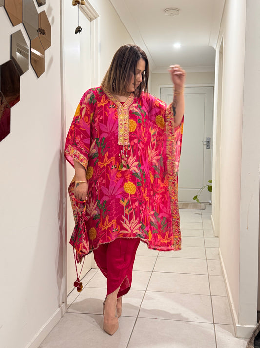 Fusion Kaftan with Dhoti Salwar Suit