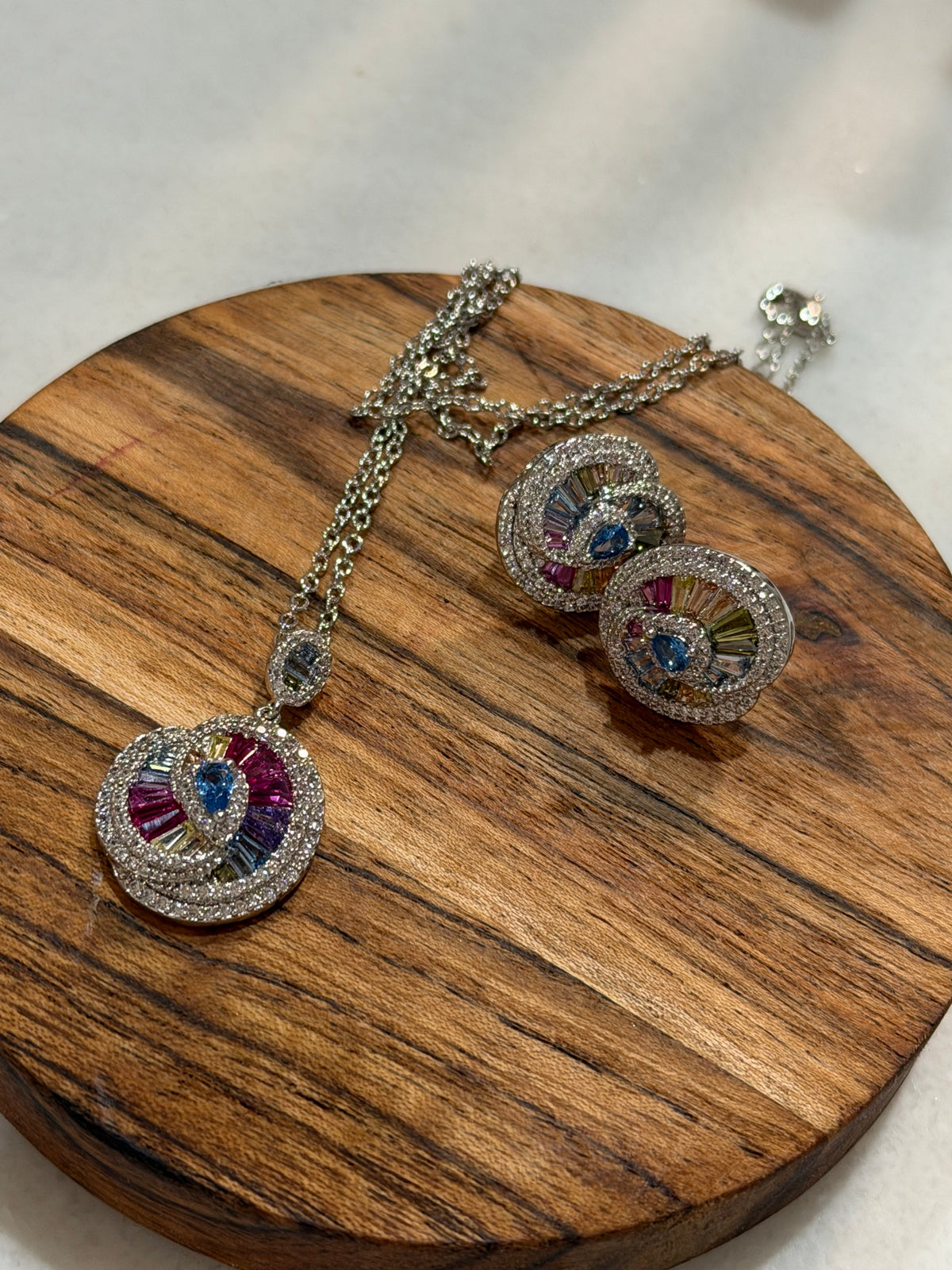White Gold Plated Pendant Set