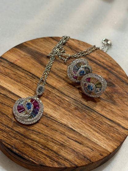 White Gold Plated Pendant Set
