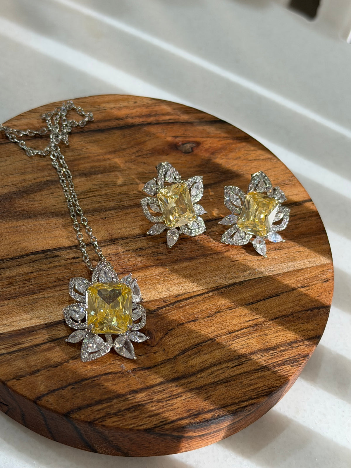 White Gold Plated Pendant Set