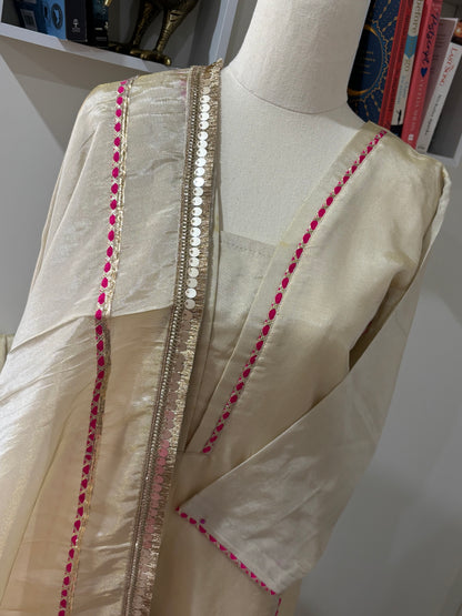 Shimmer Silk Golden Suit Salwar