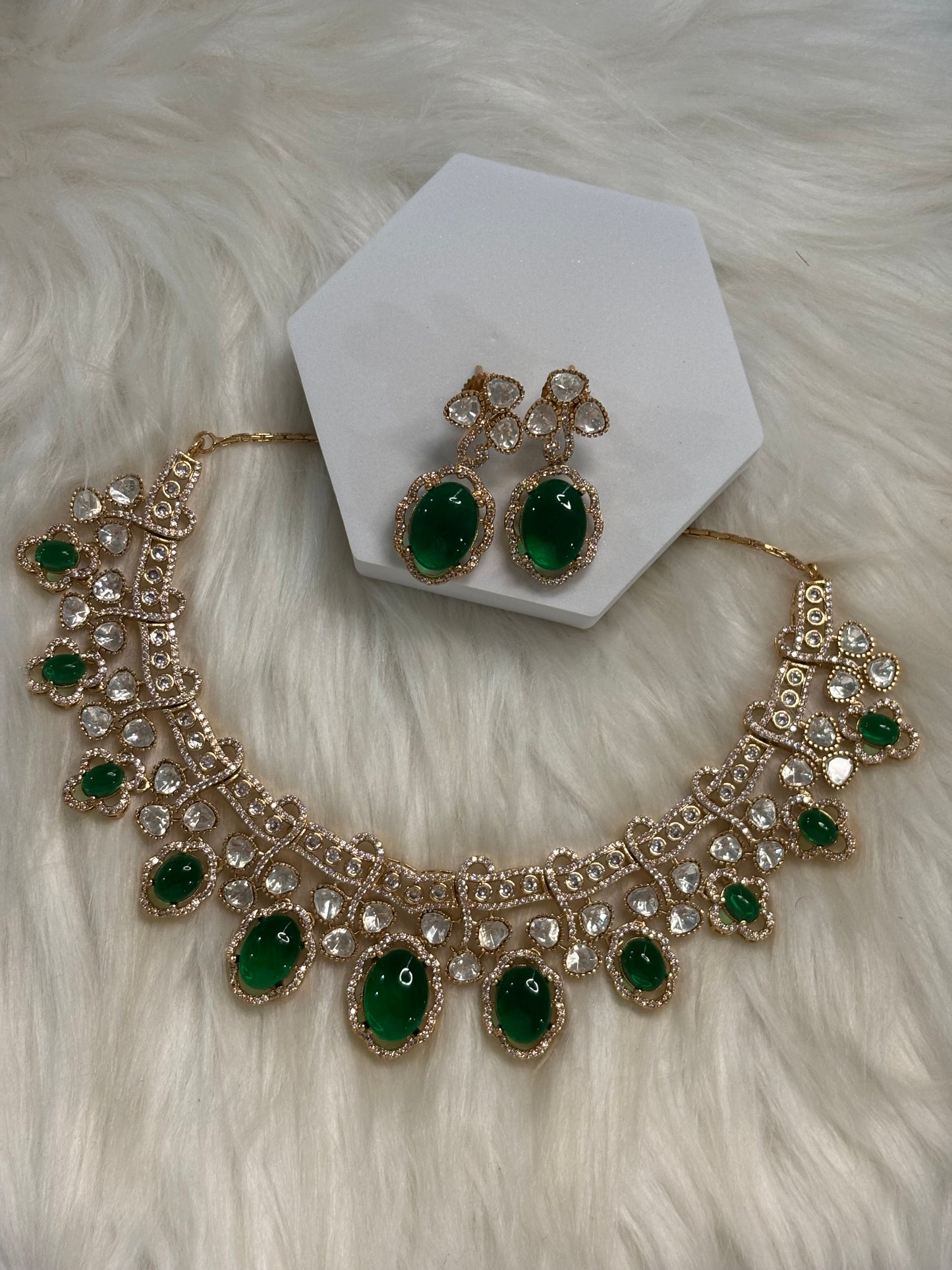FMC3315 - Mosaanite Kundan Necklace Set