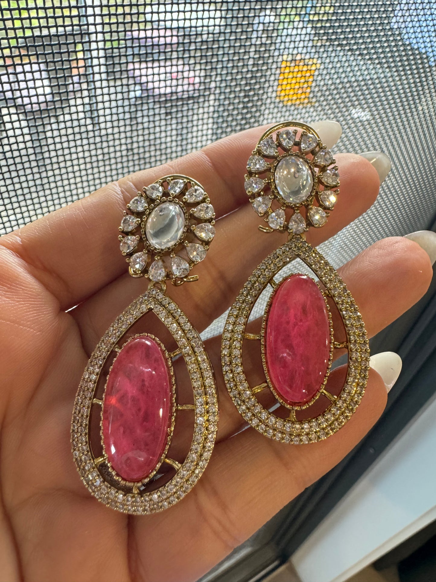 FMC786 - Mossanite Kundan Earrings