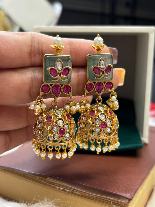 FMC1651 - Bikaneri Pachi Jhumki Earrings