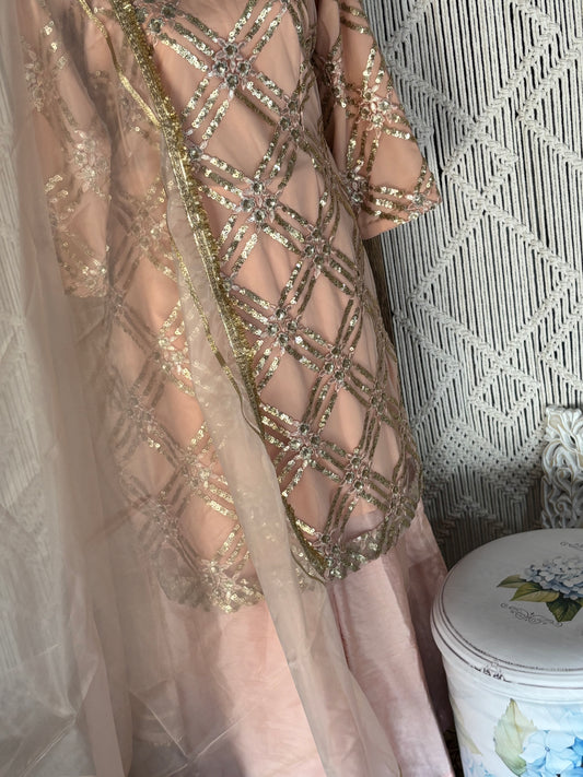 Sequenced Suit (Peach) with Plazo