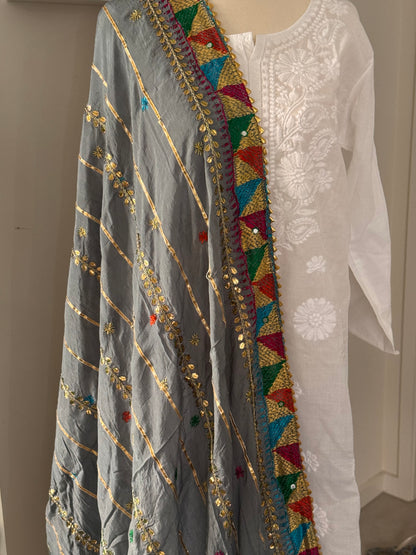 Phulkari Dupatta - Grey