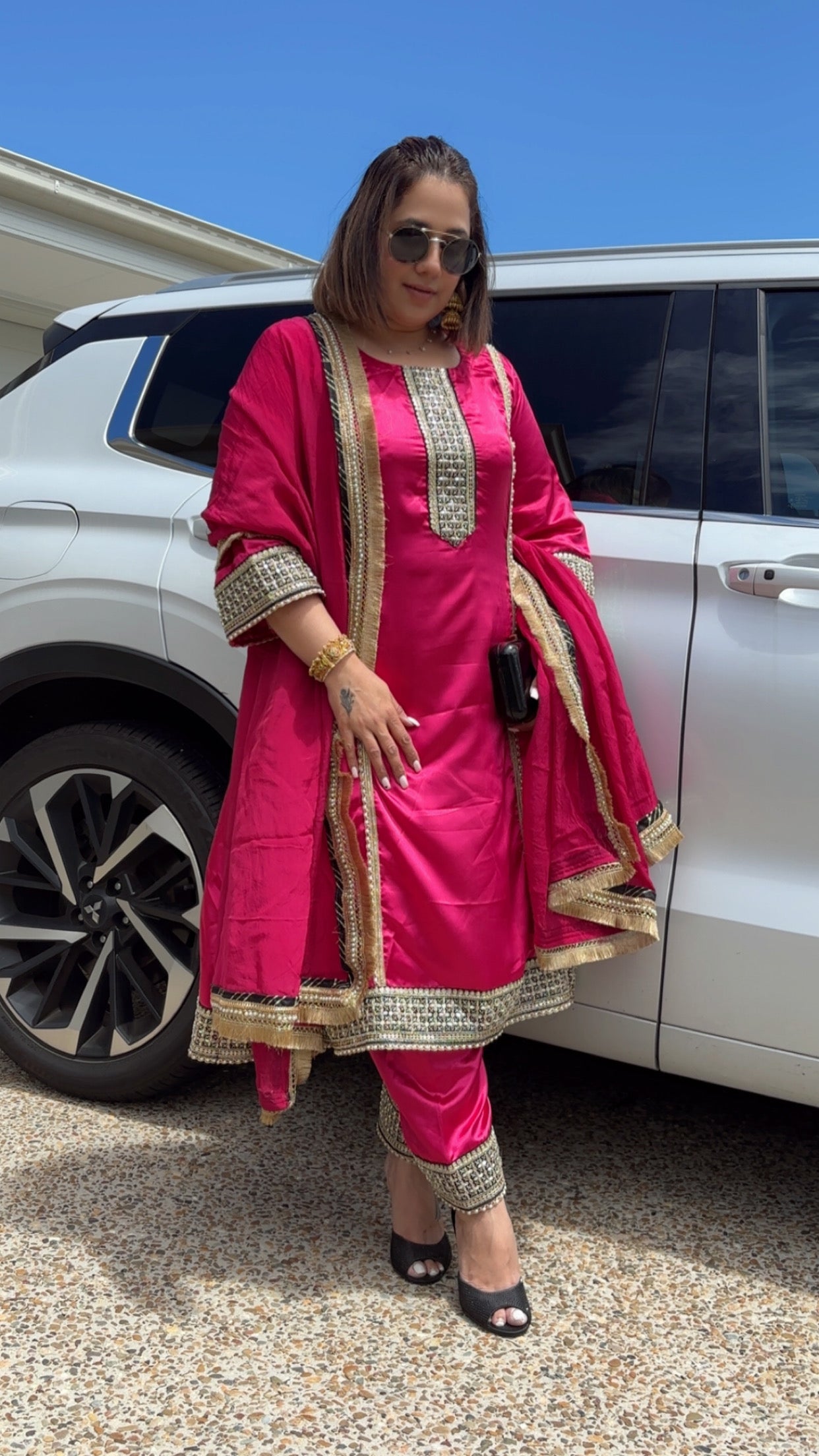 Satin Silk Celebrity Inspired Frock Suit