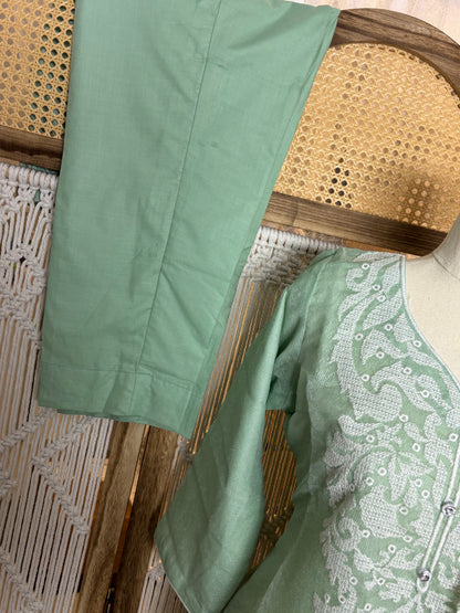Cross Stitched Cotton Fabric Suit Pants