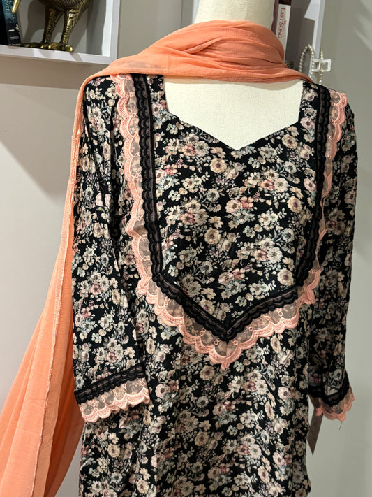 Pure Crape Printed Suit