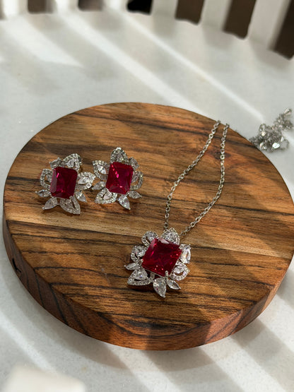 White Gold Plated Pendant Set