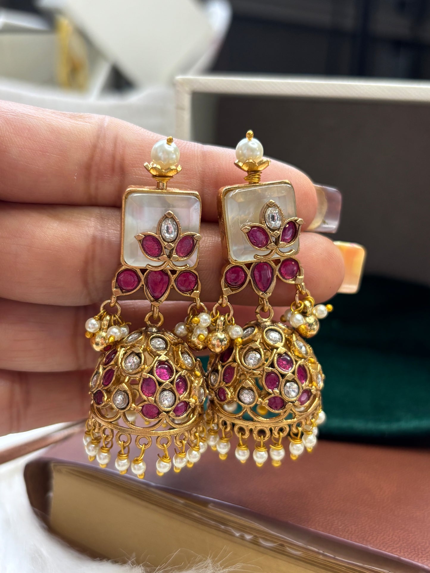 FMC1651 - Bikaneri Pachi Jhumki Earrings