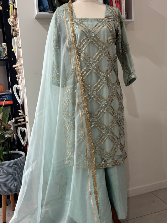 Sequenced Suit (Ice Blue) with Plazo