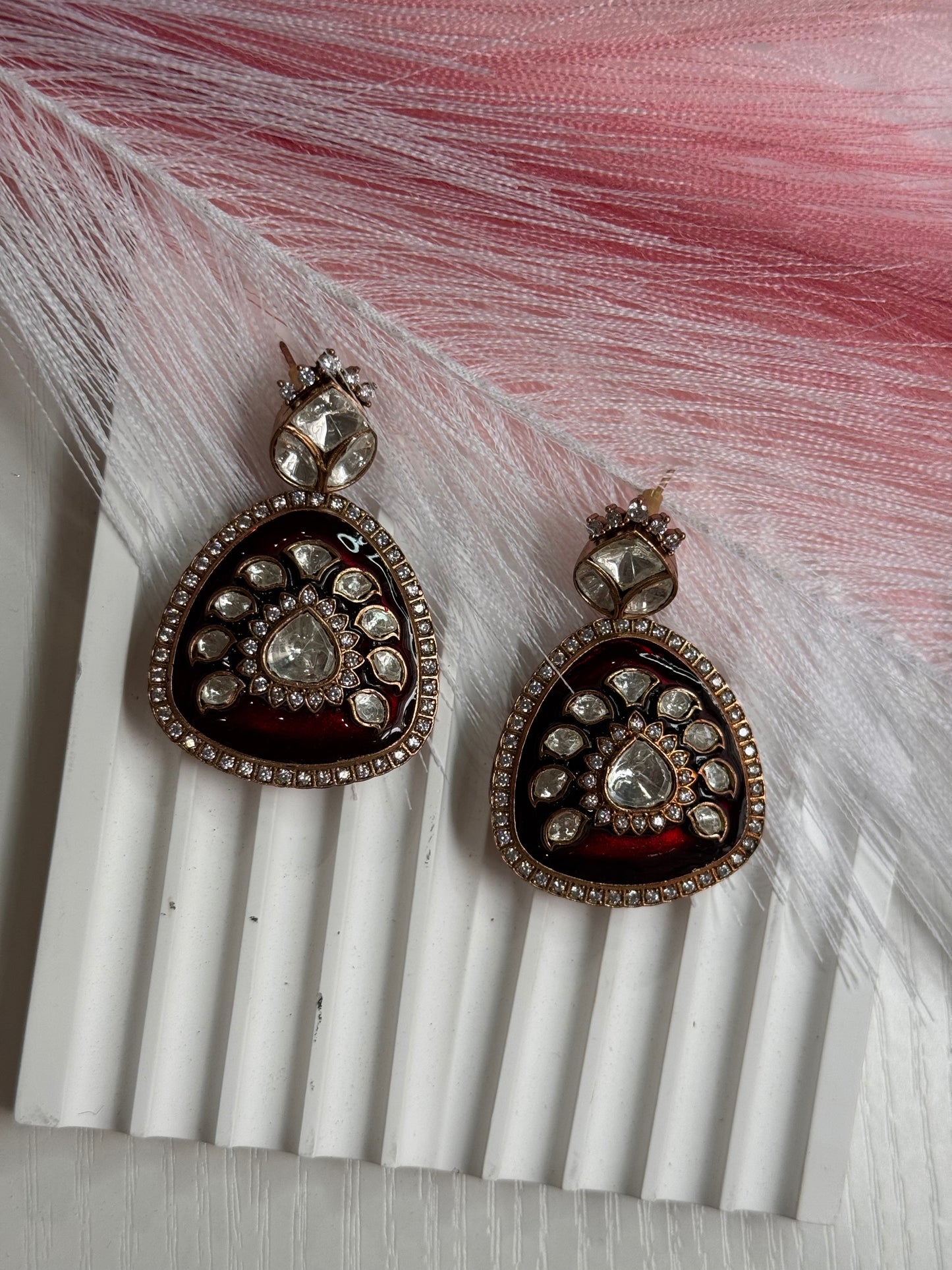 FMC1215 - Meenakari Mossanite Kundan Earrings