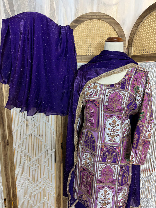 Party Wear Umbrella Plazo Suit