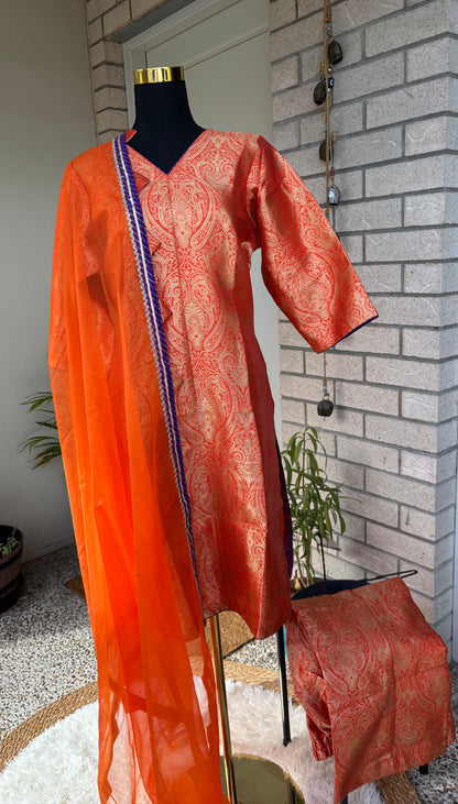 Kheen Khaab (Banarasi) Suit In Orange