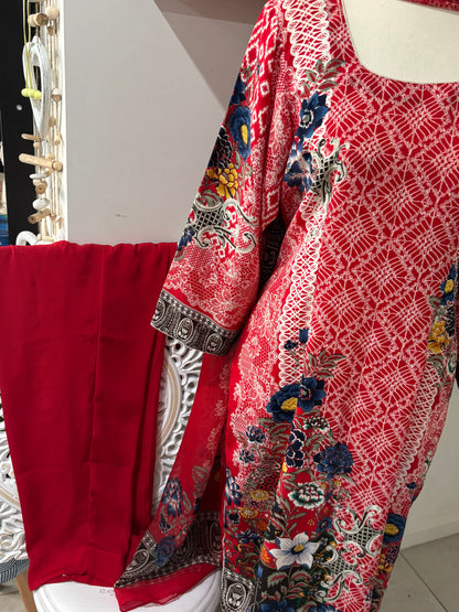 Digital Printed Crepe Pant Suit