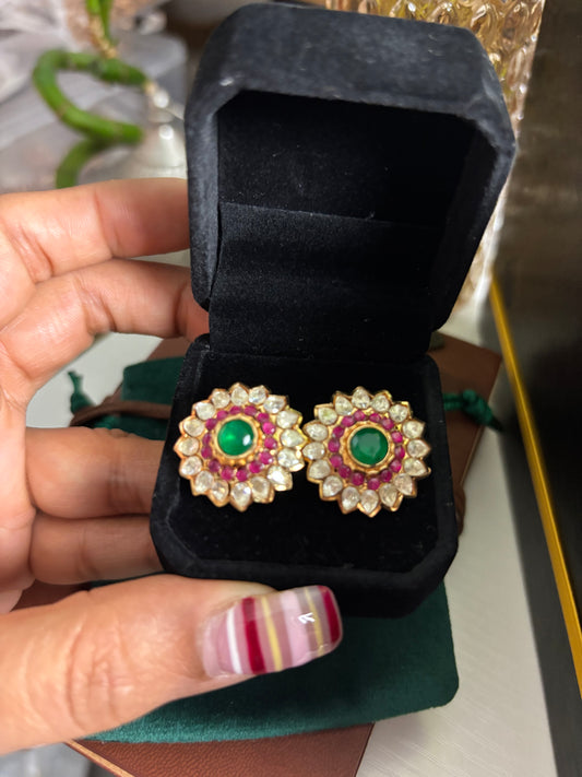 FMC9802 - Mossanite Kundan Studs