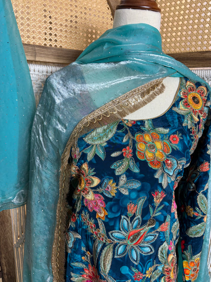Party Wear Umbrella Plazo Suit