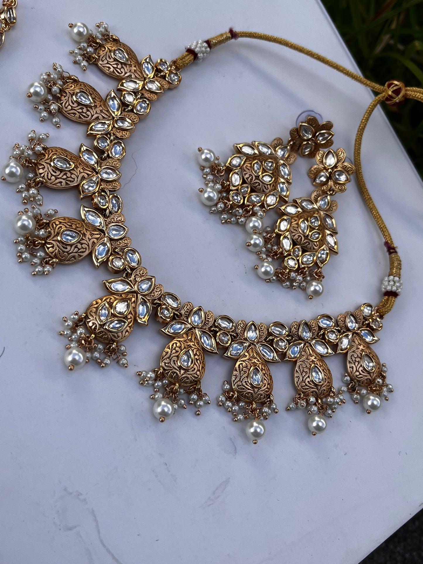 FMC1176 -Gold Plated Uncut Kundan Necklace