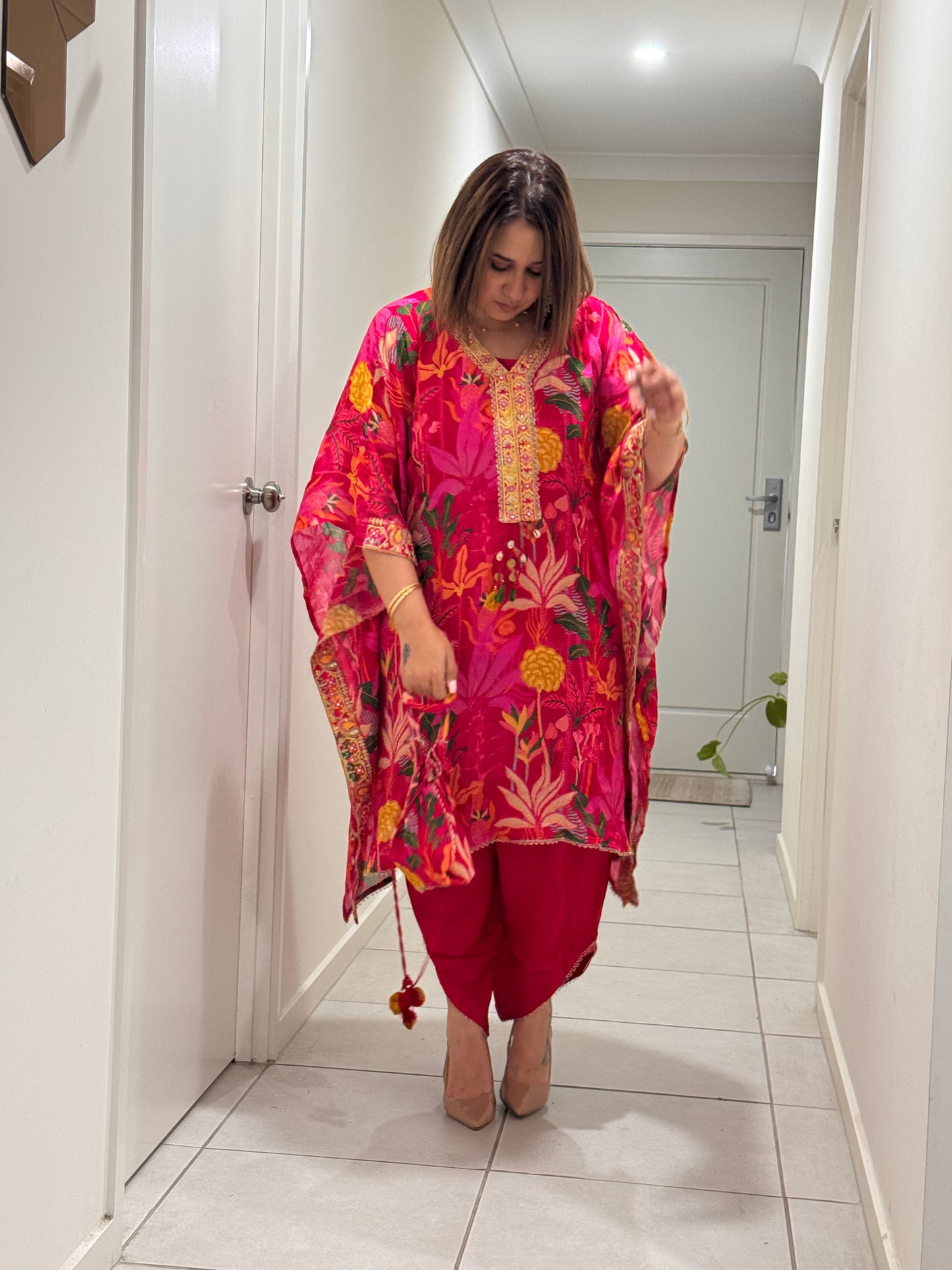 Fusion Kaftan with Dhoti Salwar Suit