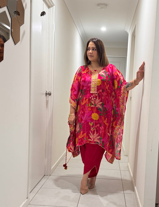 Fusion Kaftan with Dhoti Salwar Suit