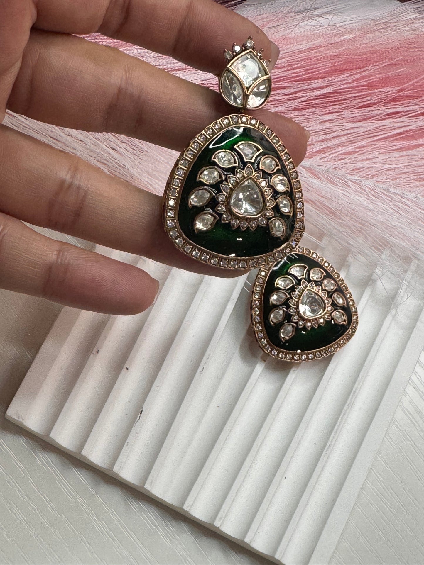 FMC1215 - Meenakari Mossanite Kundan Earrings