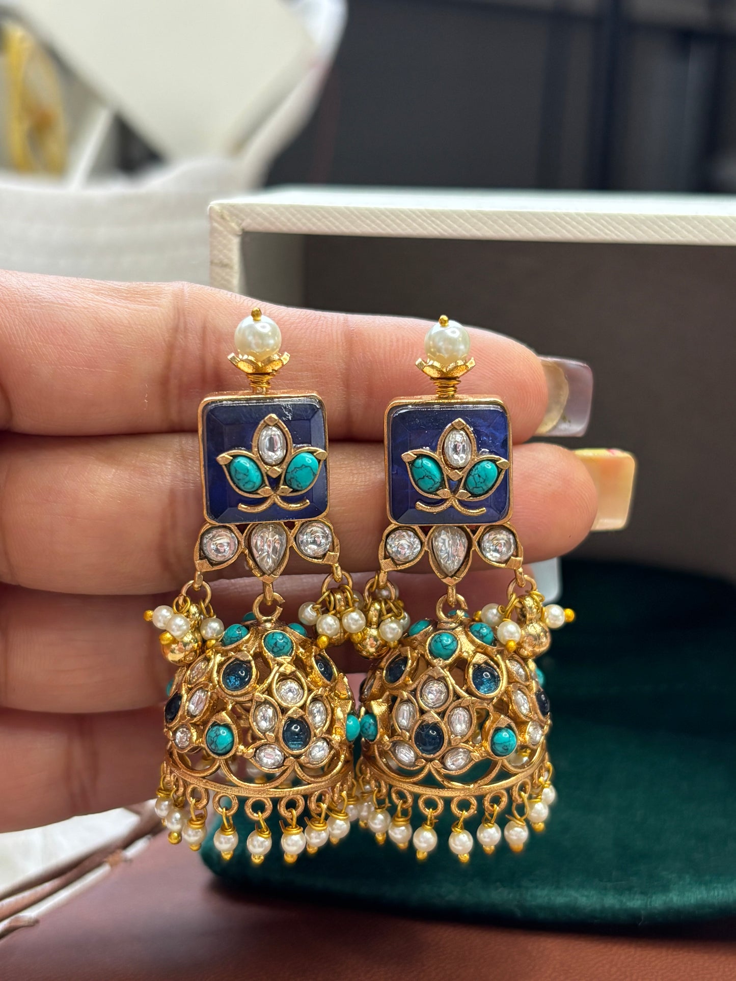 FMC1651 - Bikaneri Pachi Jhumki Earrings