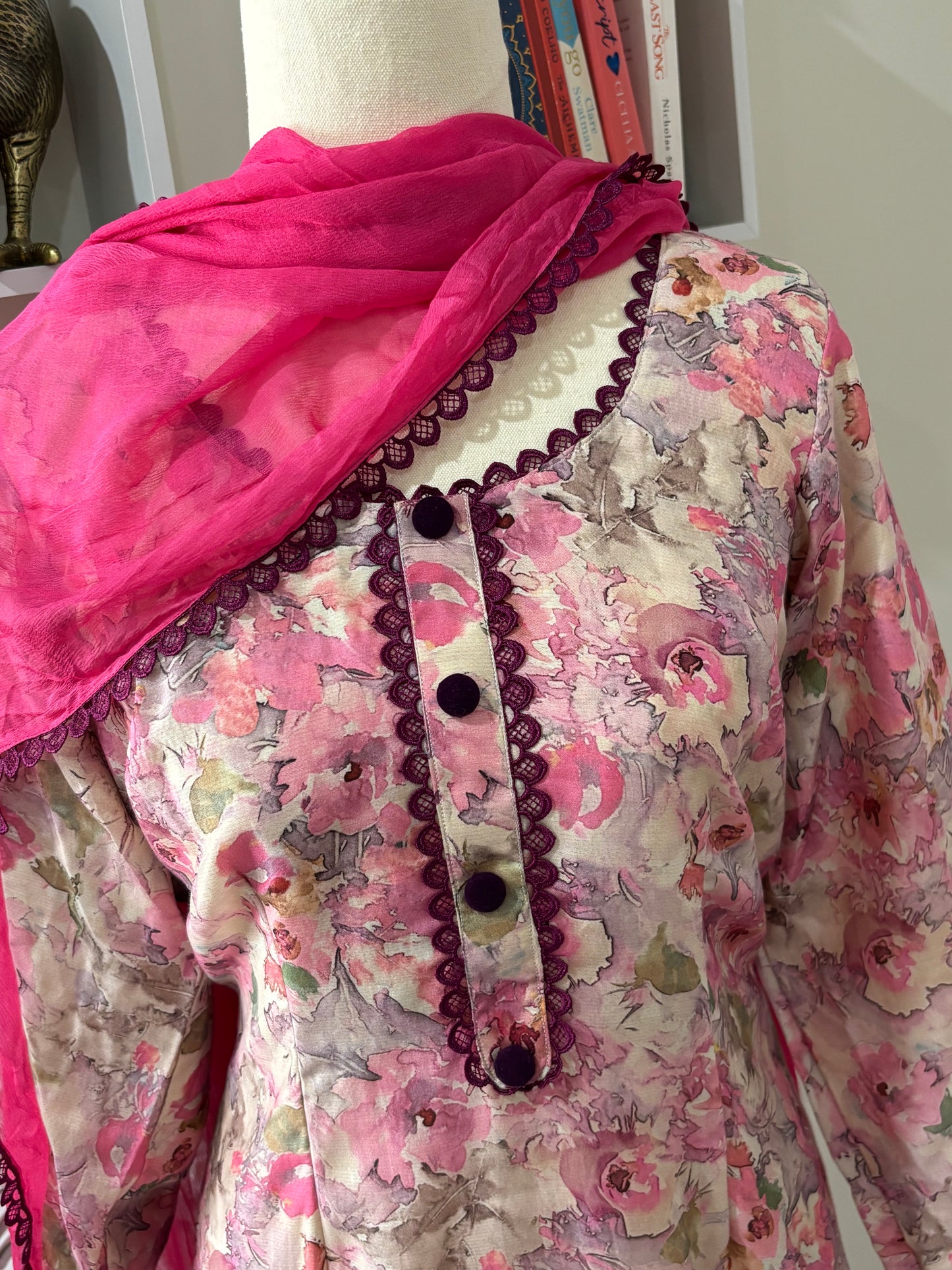 Pure Tabby Silk Printed Suit