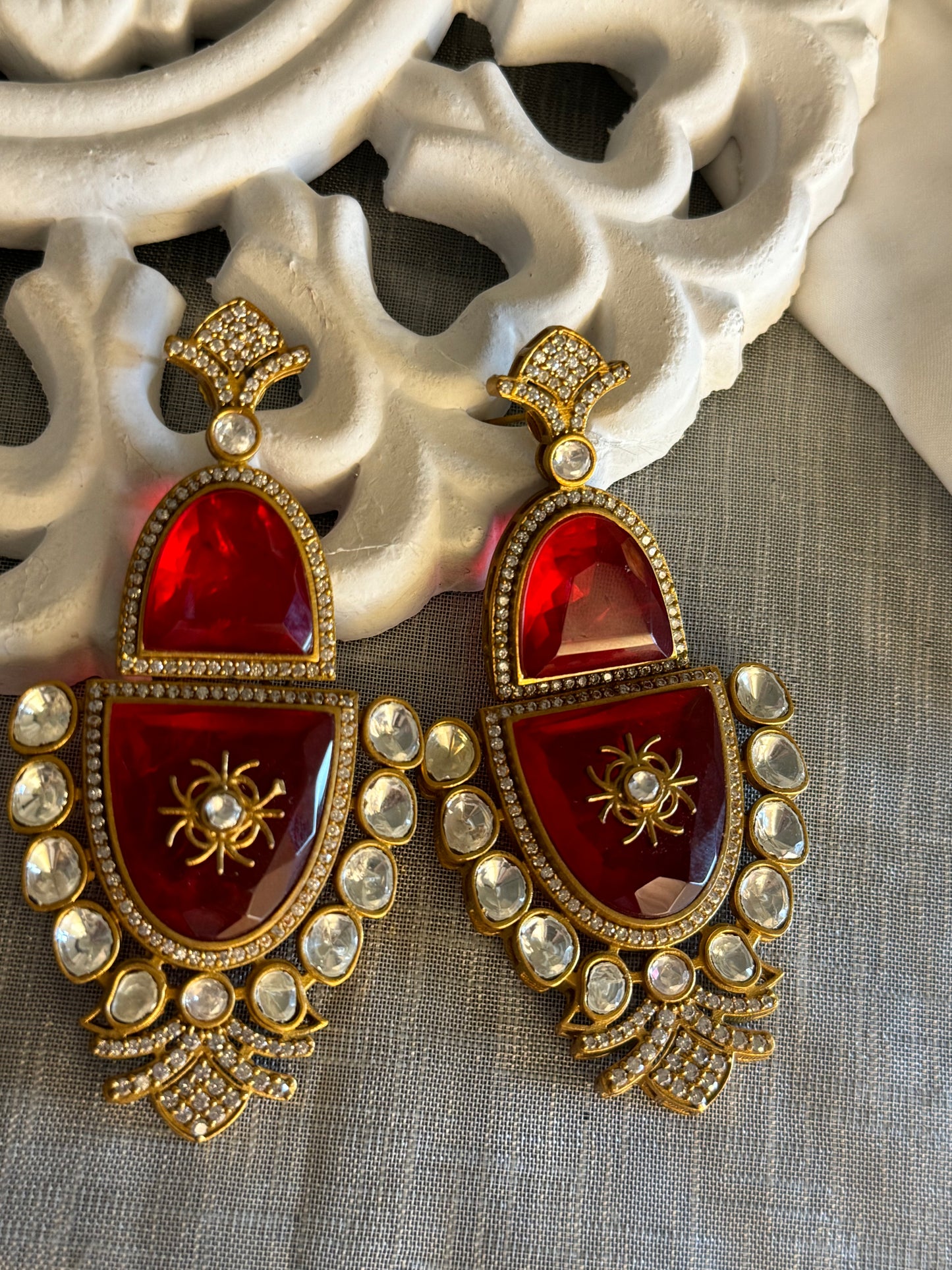 FMC1789 - Mossanite Kundan Earrings